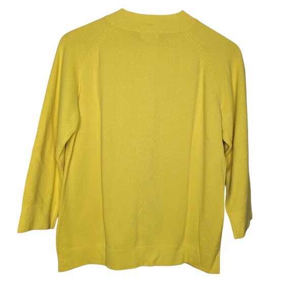 NWT LL Bean Cardigan Sweater Knit 100% Cotton Bright Yellow Whimsy Dopamine L - Picture 4 of 5